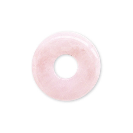 Pendentif Pi ou DONUT en quartz rose (d3cm)