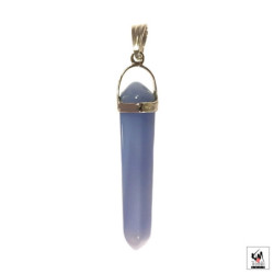 Pendentif pointe en AGATE BLEUE (h4cm)
