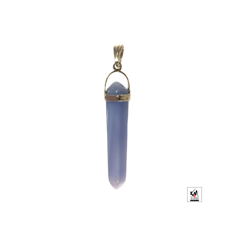 Pendentif pointe en AGATE BLEUE (h4cm)