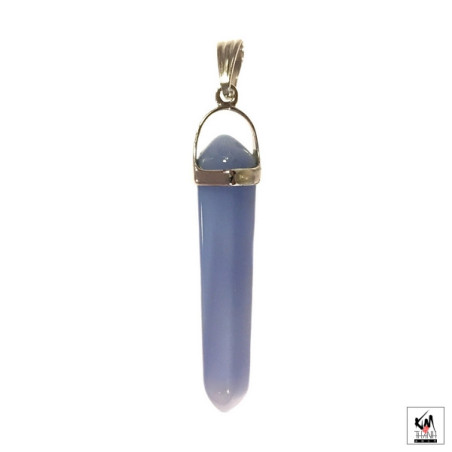 Pendentif pointe en AGATE BLEUE (h4cm)
