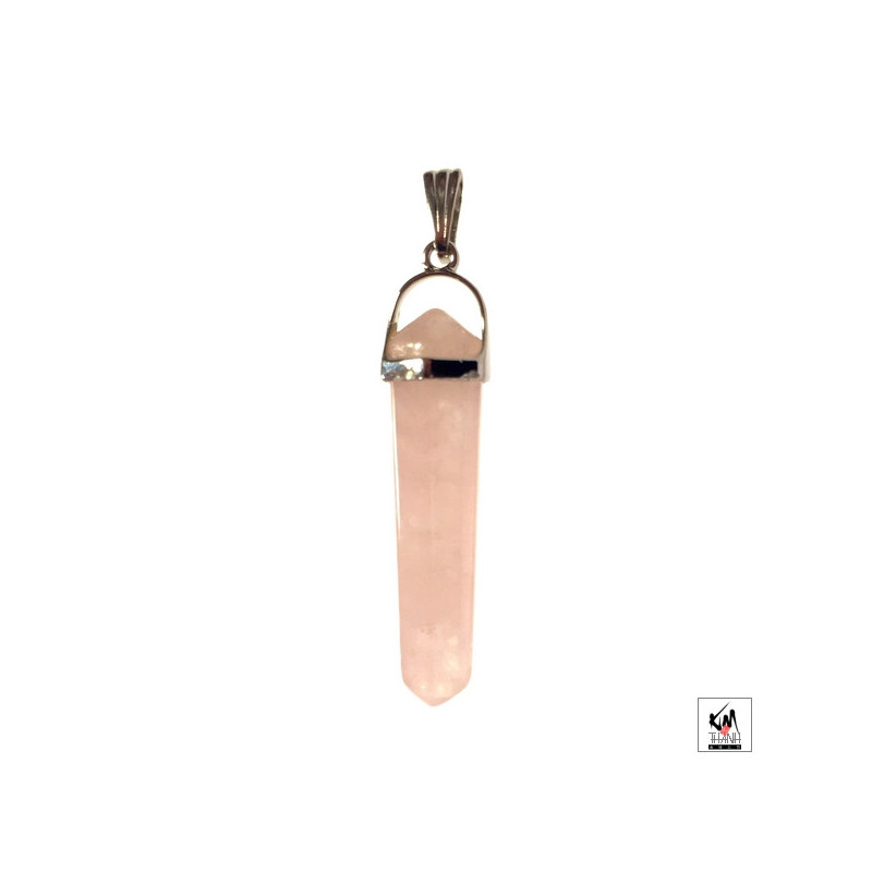 Pendentif pointe en QUARTZ ROSE (h4cm)