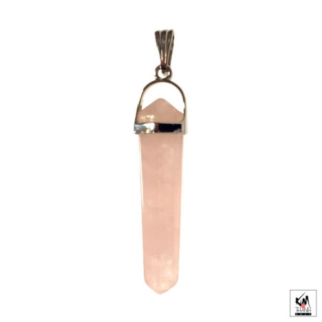 Pendentif pointe en QUARTZ ROSE (h4cm)