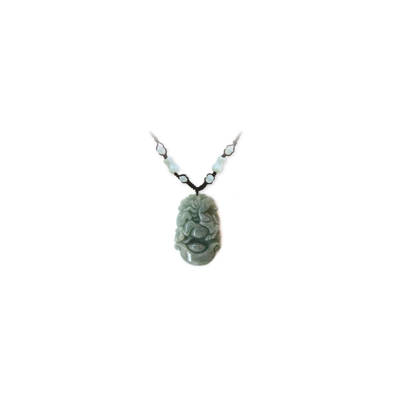 Pendentif ZODiAQUE ChiNOiS en jade aventurine (Cheval) h3.5cm