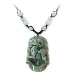 Pendentif ZODiAQUE ChiNOiS en jade aventurine (Chèvre) h3.5cm