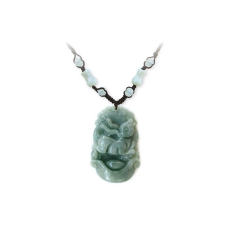 Pendentif ZODiAQUE ChiNOiS en jade aventurine (Lapin / Lièvre) h3.5cm