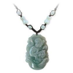 Pendentif ZODiAQUE ChiNOiS en jade aventurine (Singe) h3.5cm