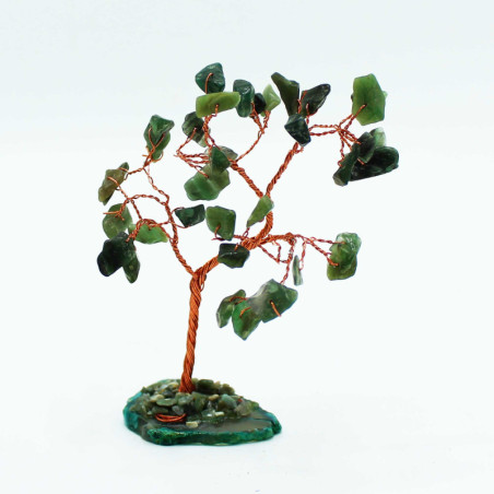 Arbre de Fortune 財富樹 35 pierres JAdE AVENTURiNE sur socle en agate (h10cm)