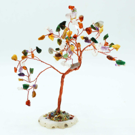 Arbre de Fortune 財富樹 100 pierres ASSORTiES sur socle en agate (h13cm)