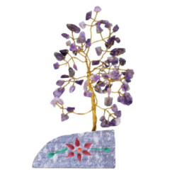 Arbre de Fortune 財富樹 80 pierres AMéThYSTE sur socle en pierre (h20cm)