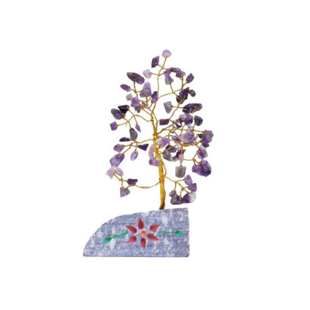 Arbre de Fortune 財富樹 80 pierres AMéThYSTE sur socle en pierre (h20cm)