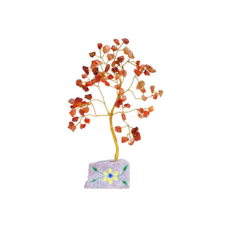 Arbre de Fortune 財富樹 80 pierres AGATE sur socle en pierre (h20cm)