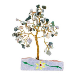 Arbre de Fortune 財富樹 80 pierres AGATE ARbRE sur socle en pierre (h20cm)