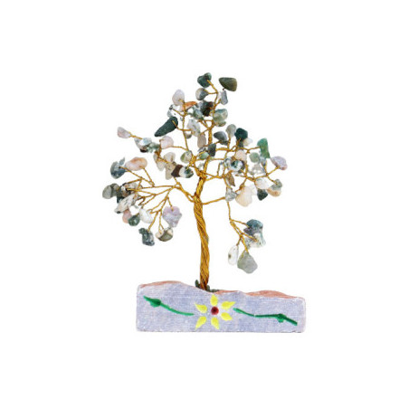 Arbre de Fortune 財富樹 80 pierres AGATE ARbRE sur socle en pierre (h20cm)