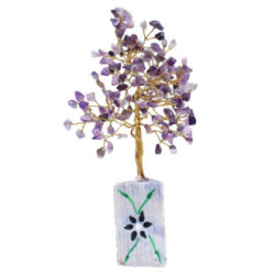 Arbre de Fortune 財富樹 160 pierres AMéThYSTE sur socle en pierre (h25cm)