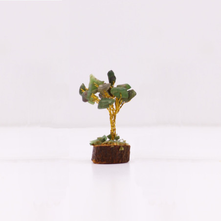 Arbre de Fortune 財富樹 15 pierres JAdE AVENTURiNE sur socle en bois (h6cm)
