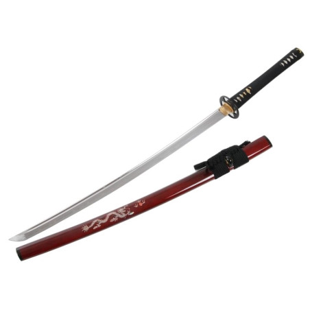 Katana forgé main RYU fourreau incrusté de nacres (lame SOShU KiTAE) coffret complet en bois