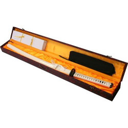 Katana forgé main YUKi fourreau blanc (lame MARU) coffret brocard