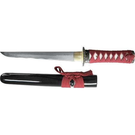 Tanto forgé main AKA (lame DAMAS) coffret en bois