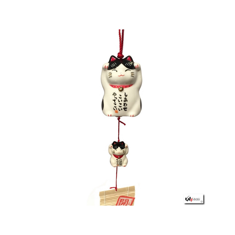 Carillon à vent japonais, fuurin DOUbLE MANEKi butchi en porcelaine