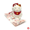 Carillon à vent japonais, fuurin en porcelaine Maneki neko (h5.5cm)