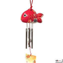 Carillon à vent japonais, fuurin en porcelaine POiSSON ROUGE
