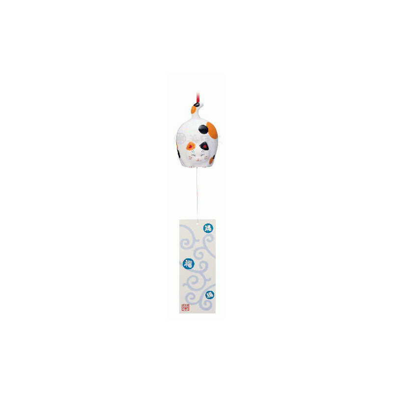 Carillon à vent japonais, fuurin MANEKi RONd butchi en porcelaine (h9cm)
