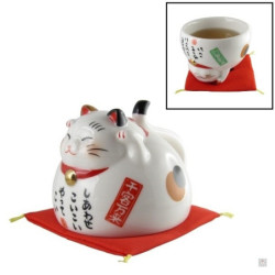 Chat-tasse Maneki neko en porcelaine japonaise