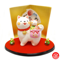 ChiEN 2018 avec Maneki neko en argile (h7cm)