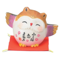 Chouette FUKURO en porcelaine japonaise AMOUR (h5cm)