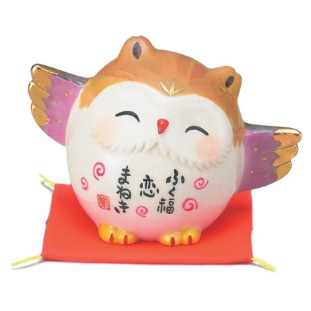 Chouette FUKURO en porcelaine japonaise AMOUR (h5cm)