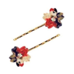 Barette à cheveux SAKURA tissus japonais sous acrylique (noir) 5cm