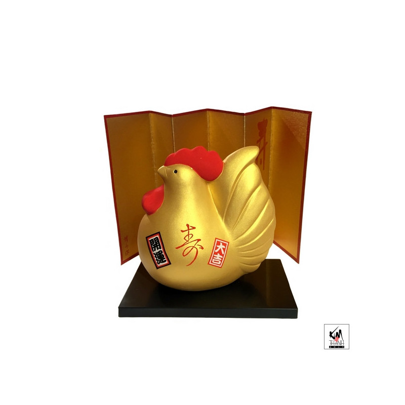 Coq 2017 doré (longévité) en argile h11.5cm