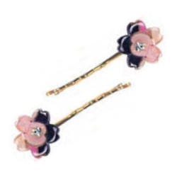 Barette à cheveux SAKURA tissus japonais sous acrylique (rose) 5cm