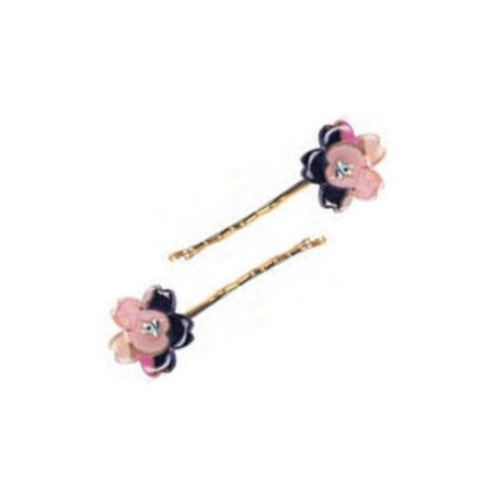 Barette à cheveux SAKURA tissus japonais sous acrylique (rose) 5cm