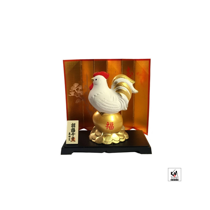 Coq 2017 sur oeuf d'or en argile h8cm