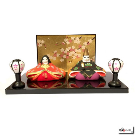 Couple Impérial -DAiRibiNA 内裏雛- en argile de Hakata (h7cm)