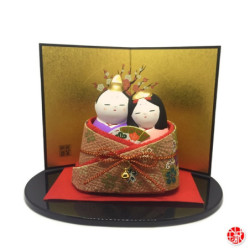 Couple Impérial -DAiRibiNA 内裏雛- en argile de Hakata ENLACéS (h8cm)