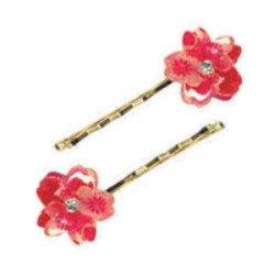 Barette à cheveux SAKURA tissus japonais sous acrylique (rouge) 5cm