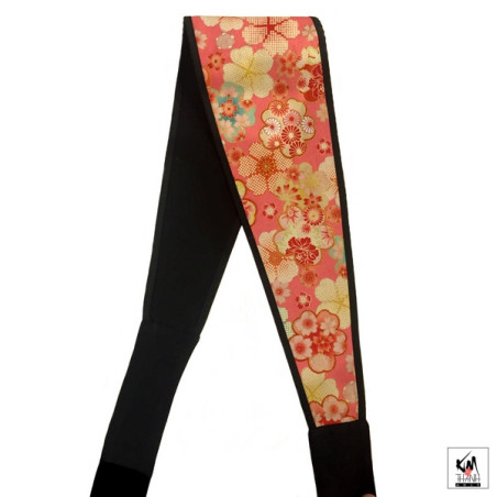 Ceinture obi ovale réversible noir / motif 100% coton