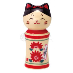 Kokeshi Maneki neko KiKU en porcelaine (h9cm)