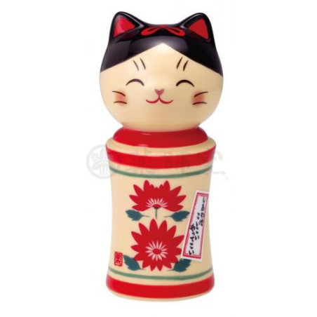 Kokeshi Maneki neko KiKU en porcelaine (h9cm)