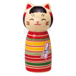 Kokeshi Maneki neko MiWA en porcelaine (h9cm)