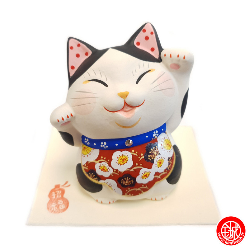 Maneki neko Bénédiction cristal Shofuku Wafuku Sho PRUNiER en céramique (h9cm)