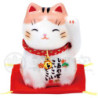 Maneki neko BONhEUR tigré brun en porcelaine japonaise (h6cm)