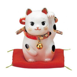 Maneki neko ChiRiMEN gauche en porcelaine japonaise (h5cm)