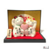 Maneki neko COUPLE d'AMOUREUX en porcelaine (h6.5cm)