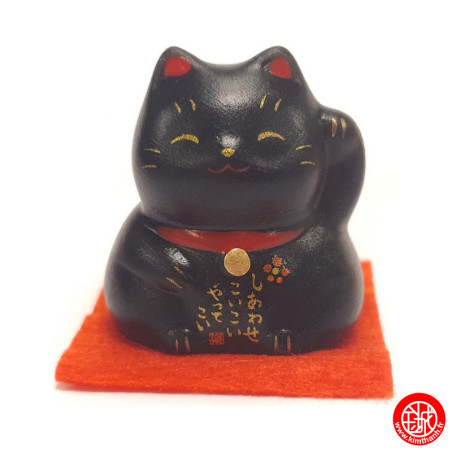 Maneki neko DAiFUKU en argile NOiR (h3cm)