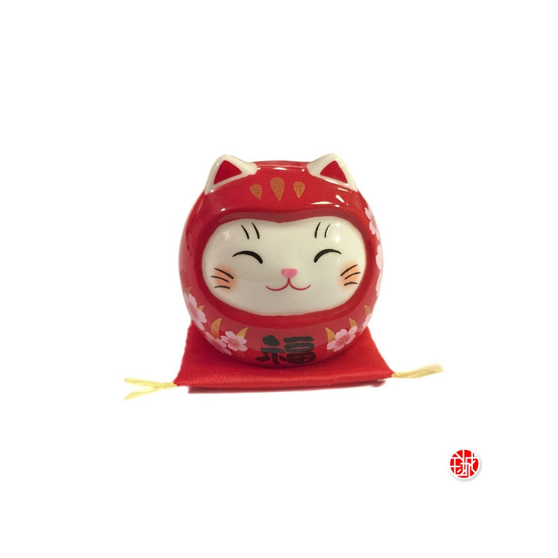 Maneki neko DARUMANEKi SAKURA rouge (h5.2cm)