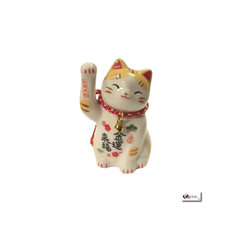 Maneki neko FORTUNE TORA en porcelaine japonaise (h7cm)