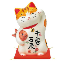 Maneki neko GRANdE AMiTié en porcelaine japonaise (h12cm)